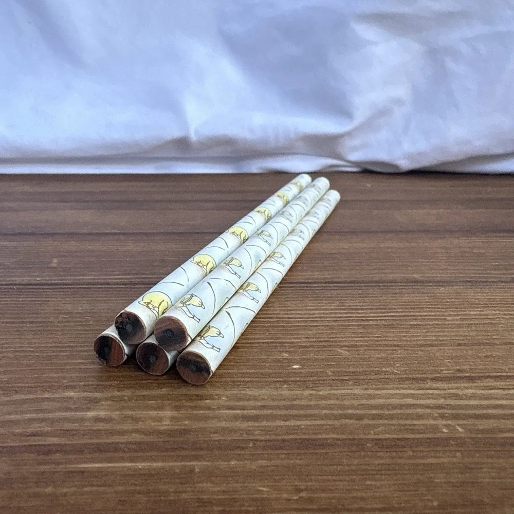 Vintage Winnie The Pooh Pencil Set Of 5 w/ Storage Box Disney Stationery Gift